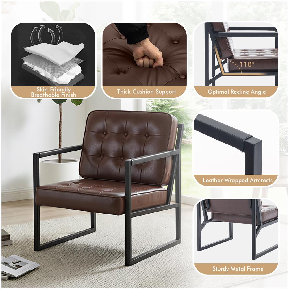 Poltrona di design, comoda poltrona imbottita con piedini in metallo per soggiorno, camera da letto, sala d'attesa e ufficio - Foto 2