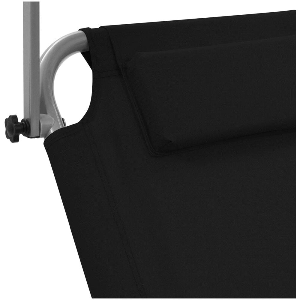 Lettino Prendisole Pieghevole Baldacchino e Ruote Acciaio Nero - Foto 7