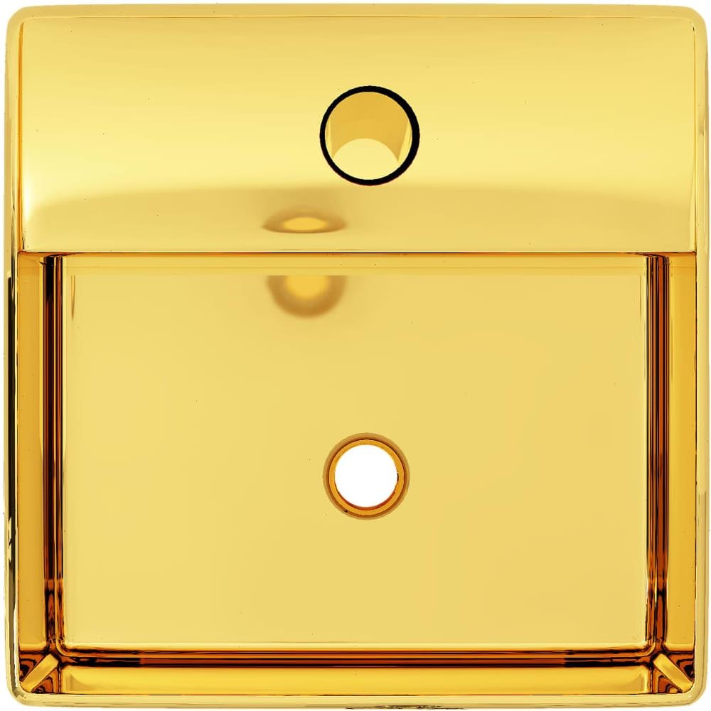 Lavandino Con Foro Per Rubinetto 38x30x11,5 Cm In Ceramica Oro - Foto 6