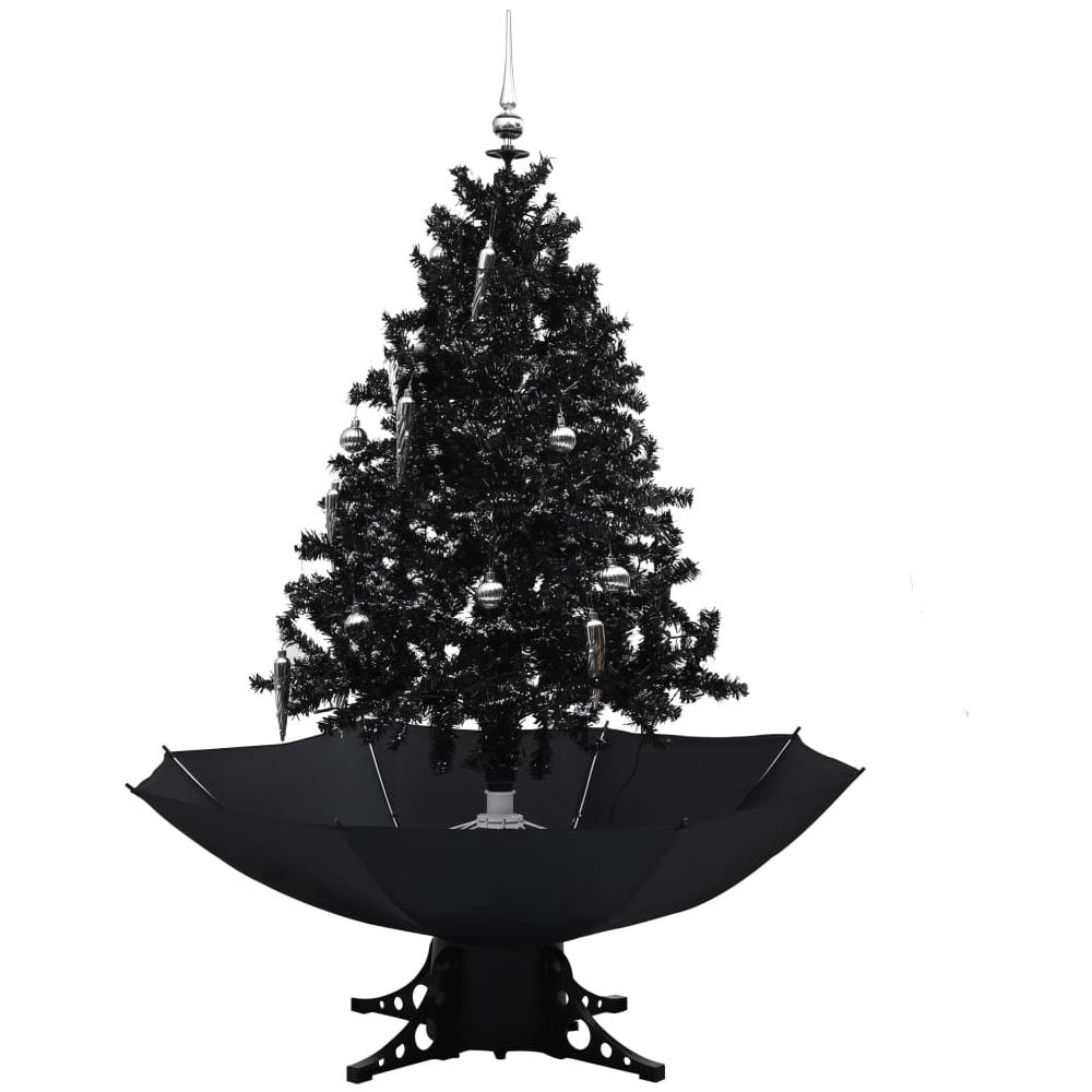 Albero Di Natale Con Nevicata E Base Ad Ombrello Nero 140cm Pvc - Foto 2