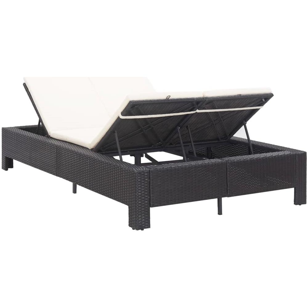 Lettino Prendisole a 2 Posti con Cuscino Nero in Polyrattan - Foto 2