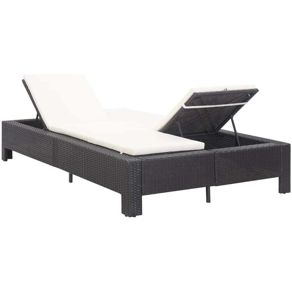 Lettino Prendisole a 2 Posti con Cuscino Nero in Polyrattan - Foto 9