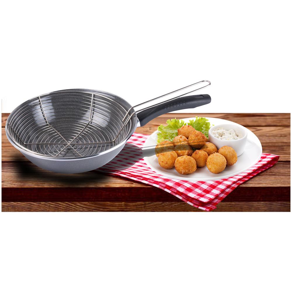Parma Padella Per Friggere, Con Cestello, 26 Cm Rivestimento Smaltato - Foto 4