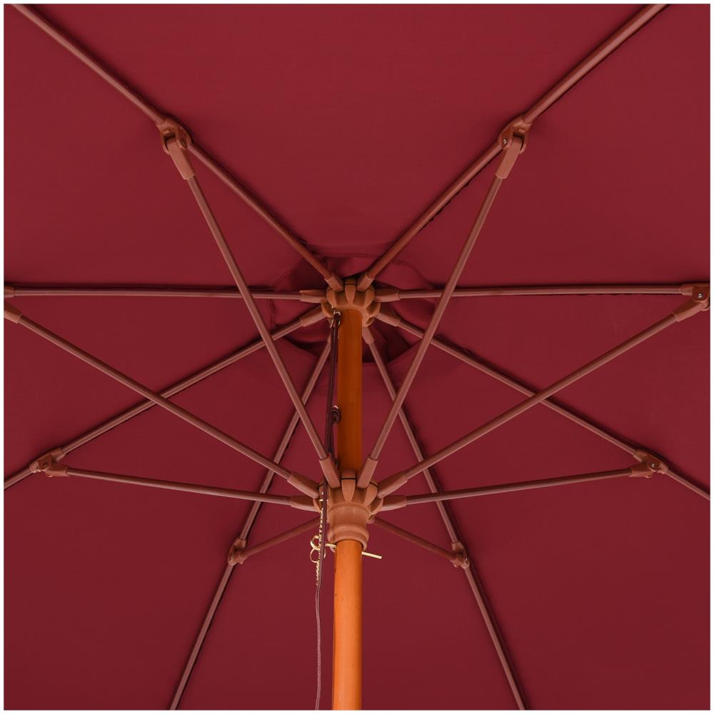 Ombrellone Da Giardino Con Tettuccio Antivento In Poliestere Rosso E Palo In Legno Ø257x253cm - Foto 2
