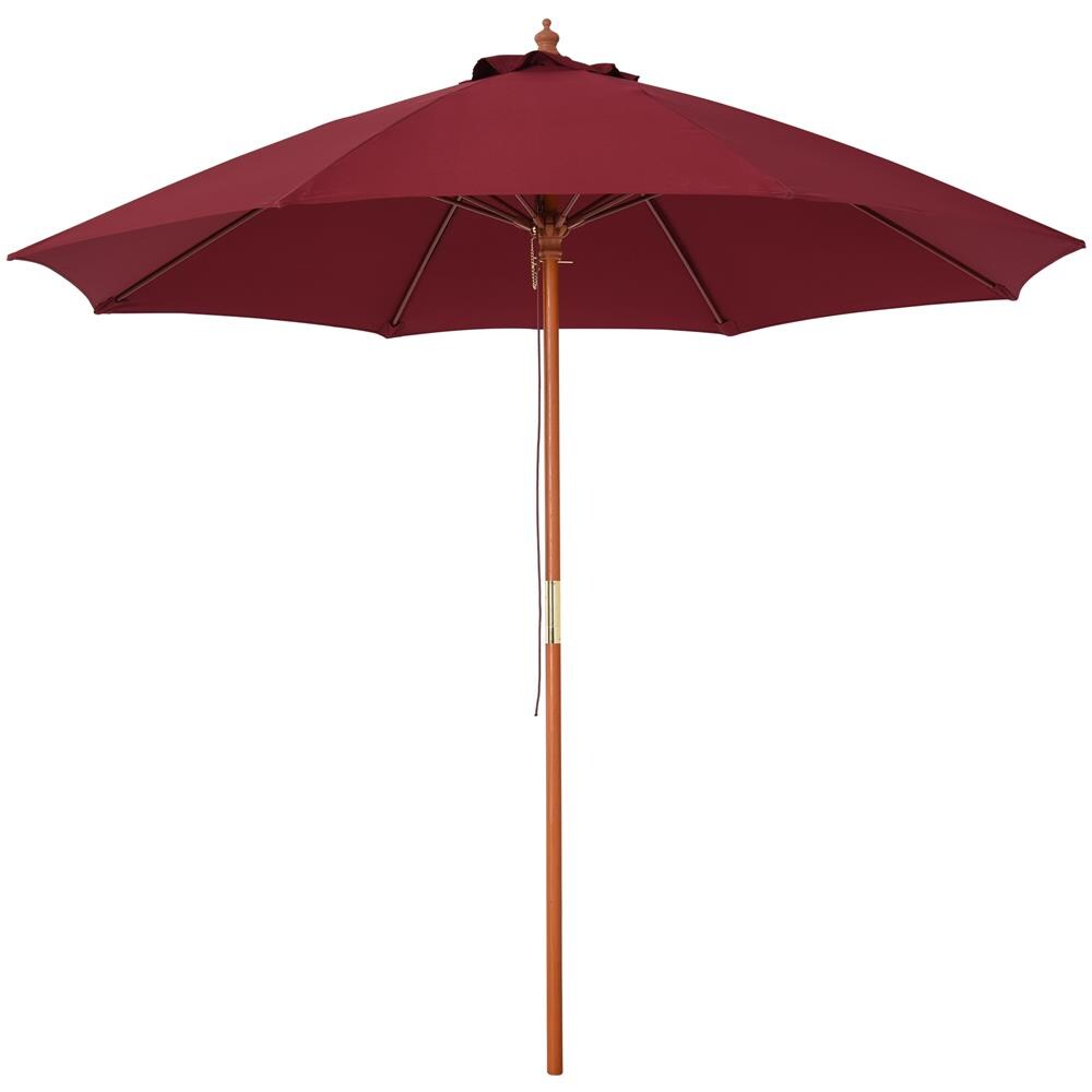 Ombrellone Da Giardino Con Tettuccio Antivento In Poliestere Rosso E Palo In Legno Ø257x253cm - Foto 1