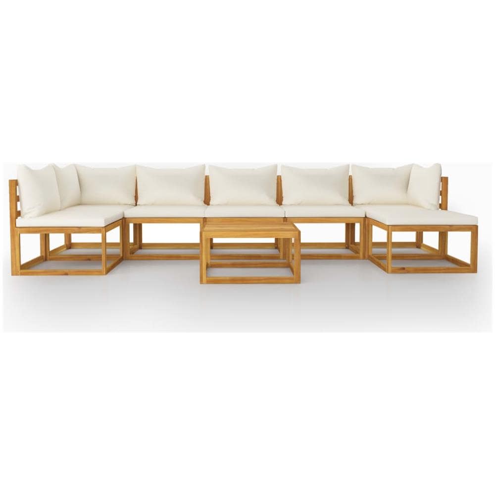 Set Divani Da Giardino 8 Pz Con Cuscini Crema Massello Acacia - Foto 2