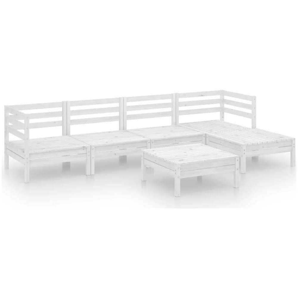 Set Divani Da Giardino 6 Pz In Legno Massello Di Pino Bianco - Foto 1