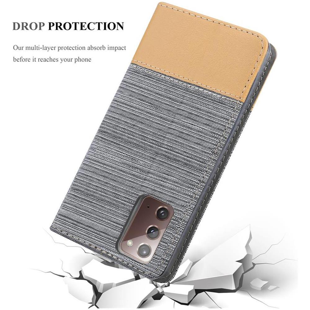 Custodia Compatibile Con Samsung Galaxy Note 20 In Grigio Chiaro Marrone - Coperchio Protettiva Con Chiusura Magnetica, Funzione Stand E Tasca Per Le Carte - Foto 8