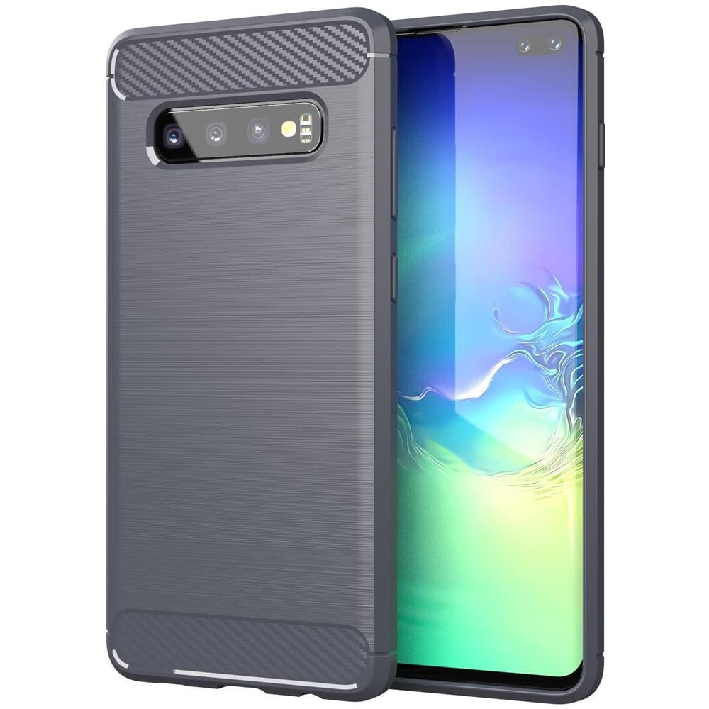 Custodia Compatibile Con Samsung Galaxy S10 In Brusched Grigio - Coperchio Protettivo In Silicone Tpu Flessibile In Look Acciaio Inossidabile-fibra Di Carbonio - Foto 1