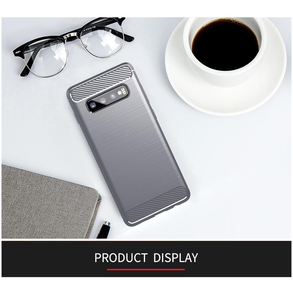 Custodia Compatibile Con Samsung Galaxy S10 In Brusched Grigio - Coperchio Protettivo In Silicone Tpu Flessibile In Look Acciaio Inossidabile-fibra Di Carbonio - Foto 7