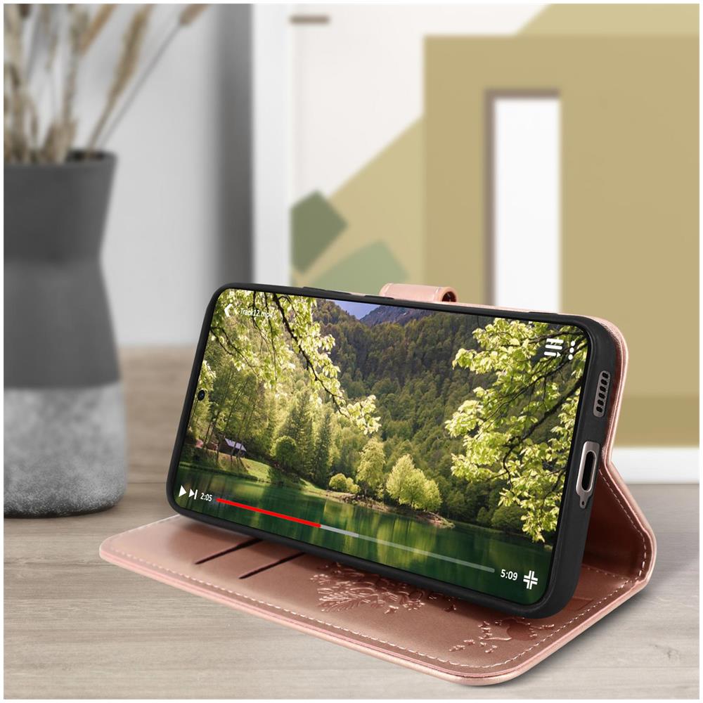 Custodia Portafoglio Galaxy S22, Supporto Video Stampa Mandala A Albero Rosa - Foto 2