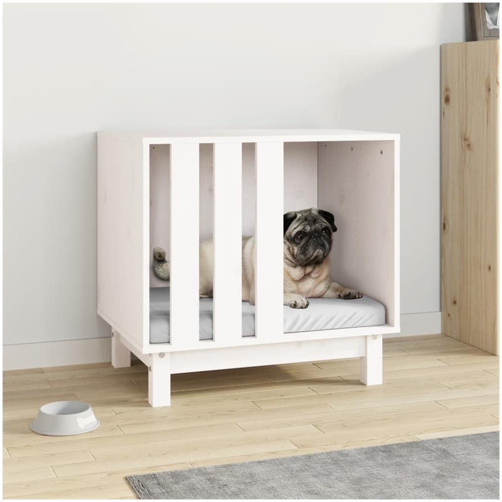 Casetta Per Cani Bianco 60x45x57 Cm In Legno Massello Di Pino - Foto 1
