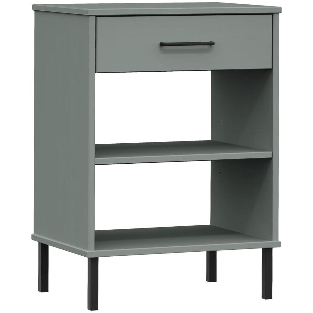 Mobile Consolle Gambe Metallo Grigio Legno Massello Pino Oslo - Foto 2