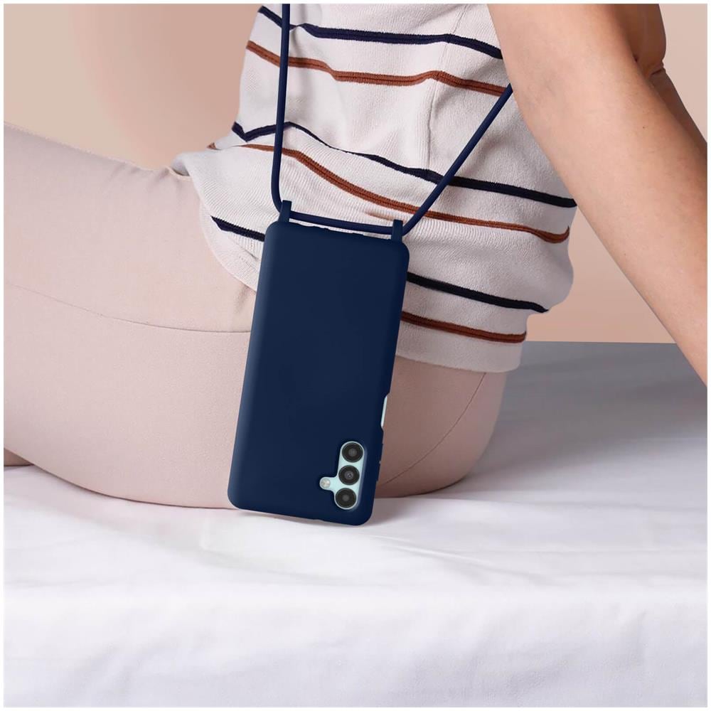 Cover Semirigida Per Samsung A04s / A13 5g Cordino Nylon Intrecciato 80 Cm Blu - Foto 2