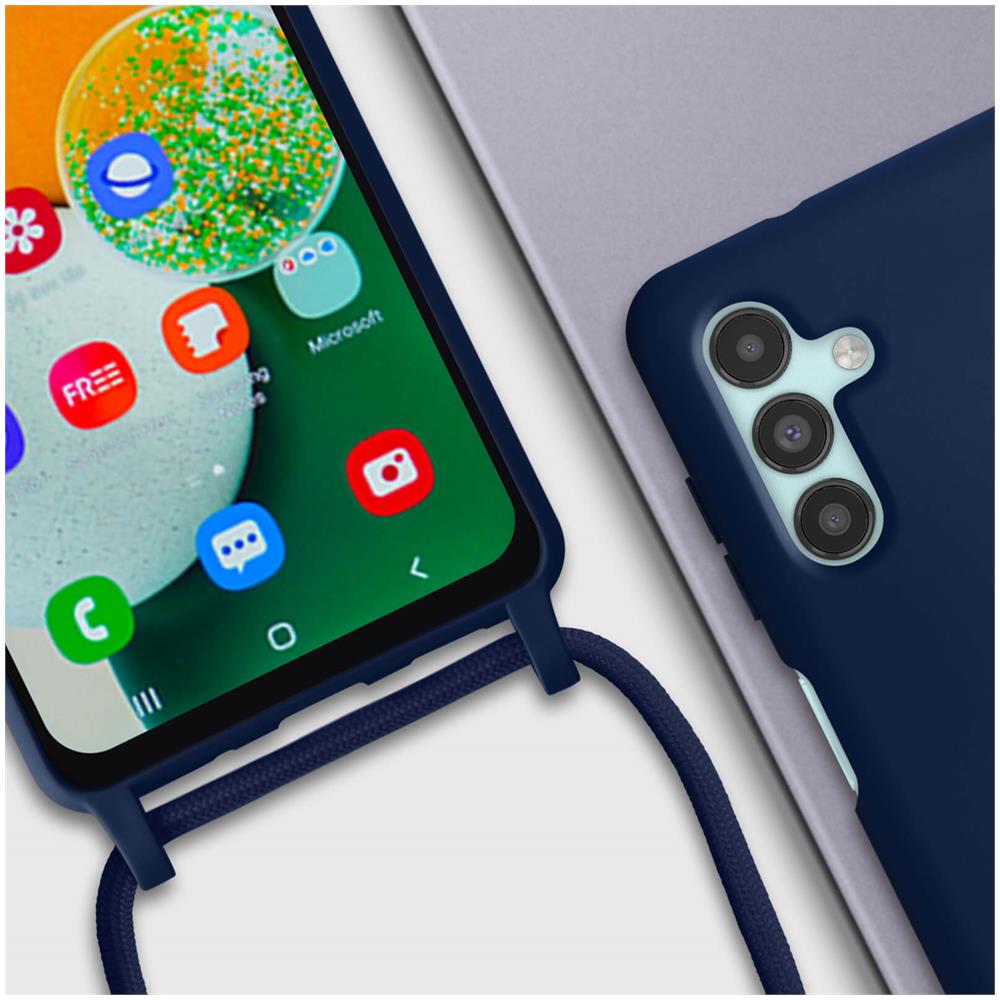 Cover Semirigida Per Samsung A04s / A13 5g Cordino Nylon Intrecciato 80 Cm Blu - Foto 5