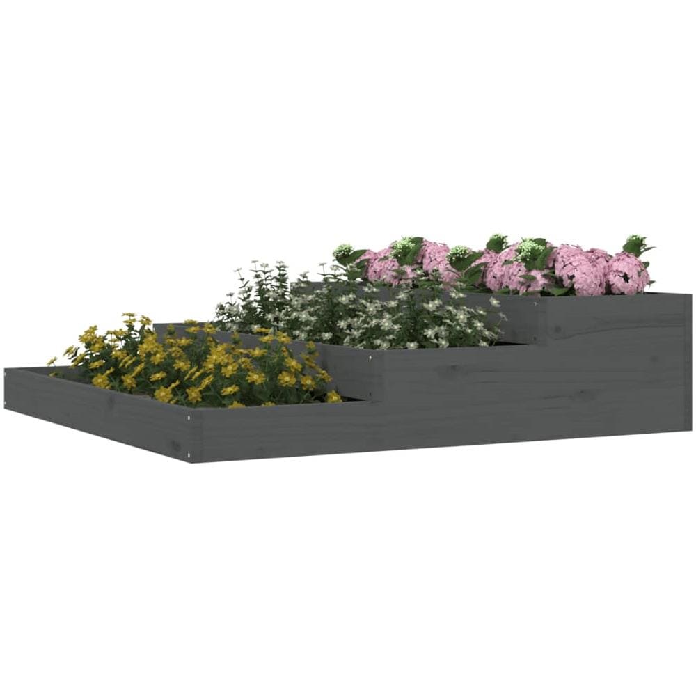 Fioriera Grigia 107x107x27 Cm In Legno Massello Di Pino - Foto 2