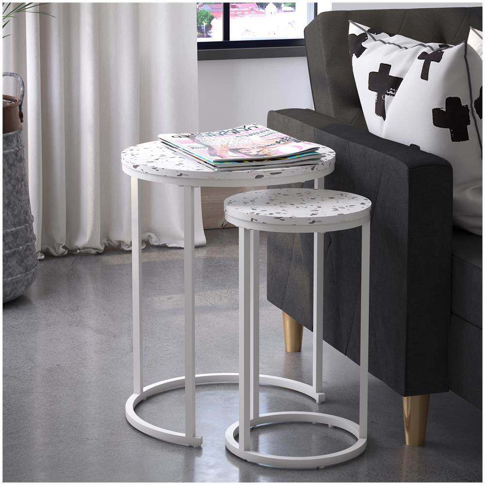 Amelia Tavolini Impilabili In Terrazzo Mdf - Foto 7