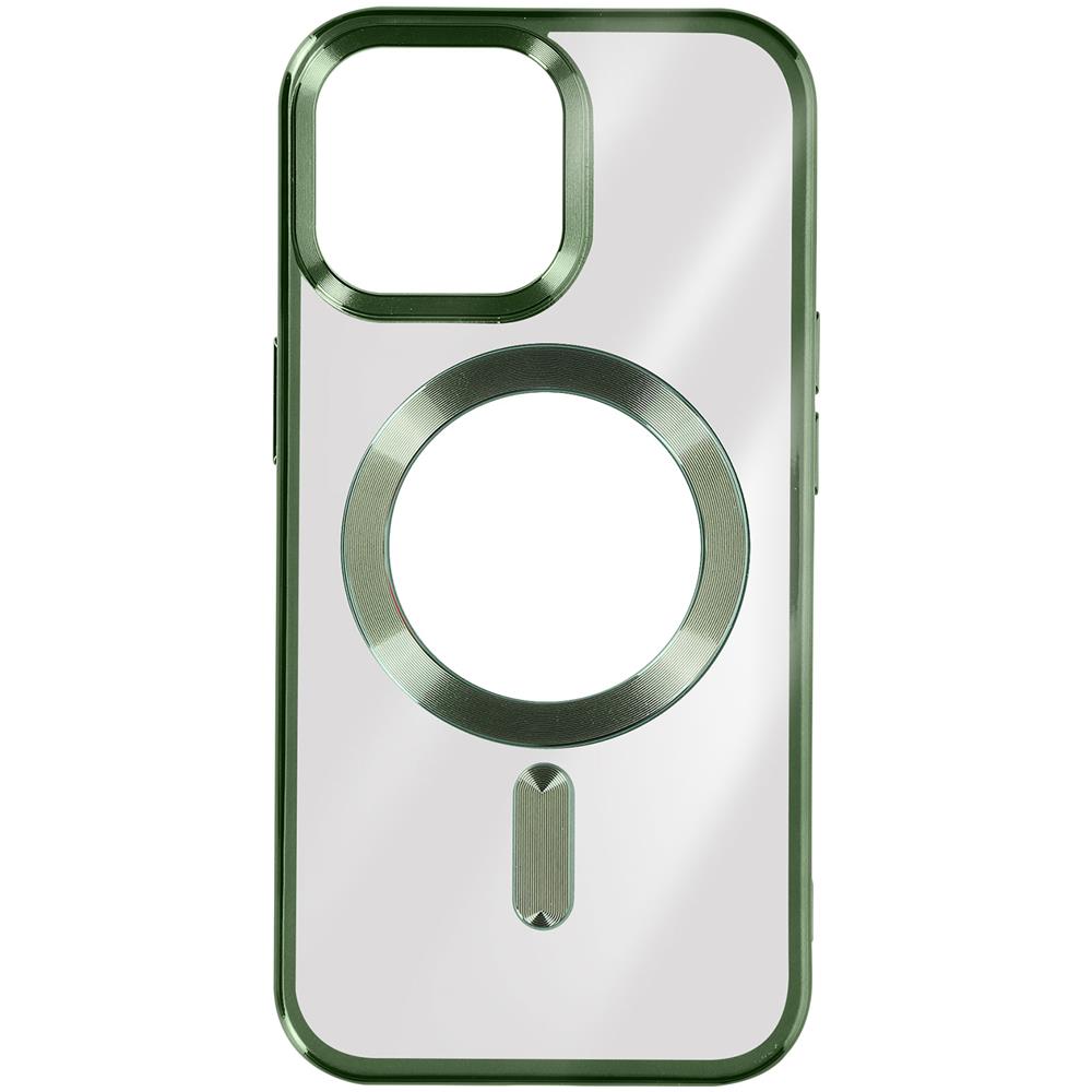 Cover Magsafe Per Iphone 15 Pro Silicone Bordo Cromato Verde - Foto 1