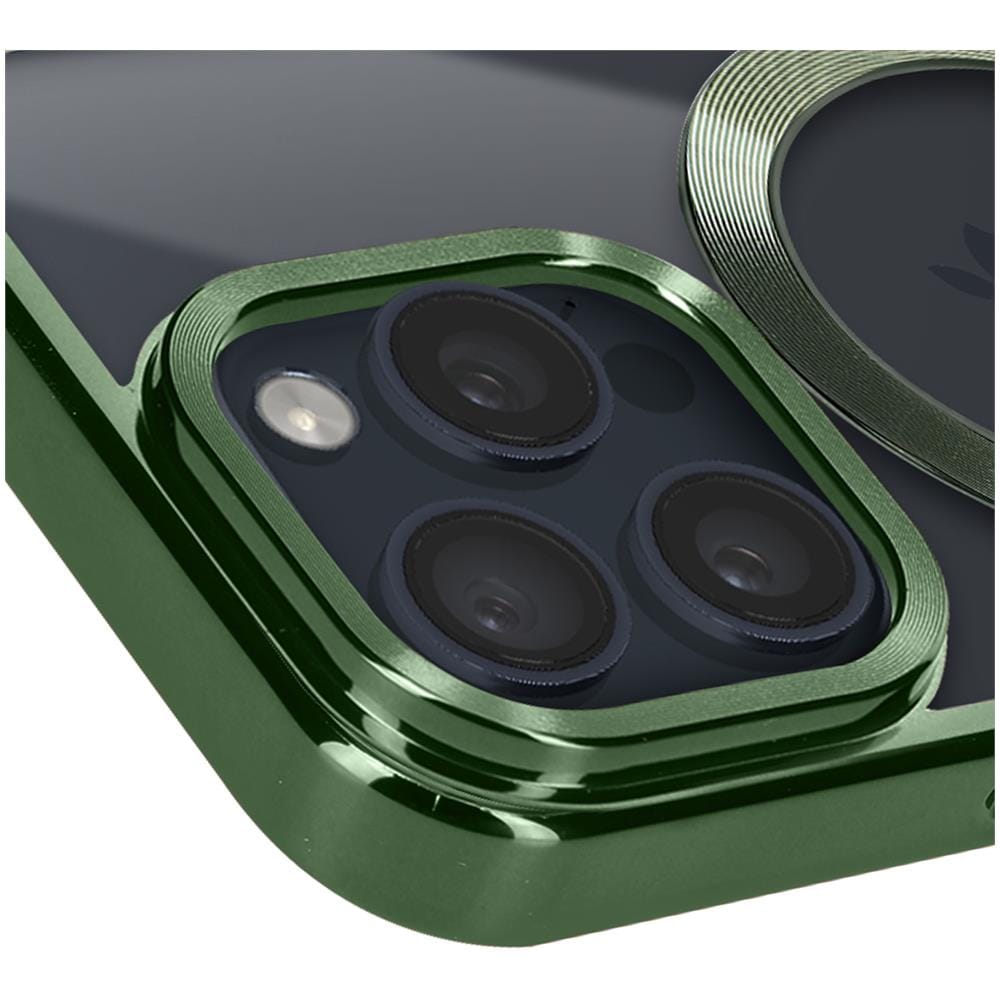 Cover Magsafe Per Iphone 15 Pro Silicone Bordo Cromato Verde - Foto 5