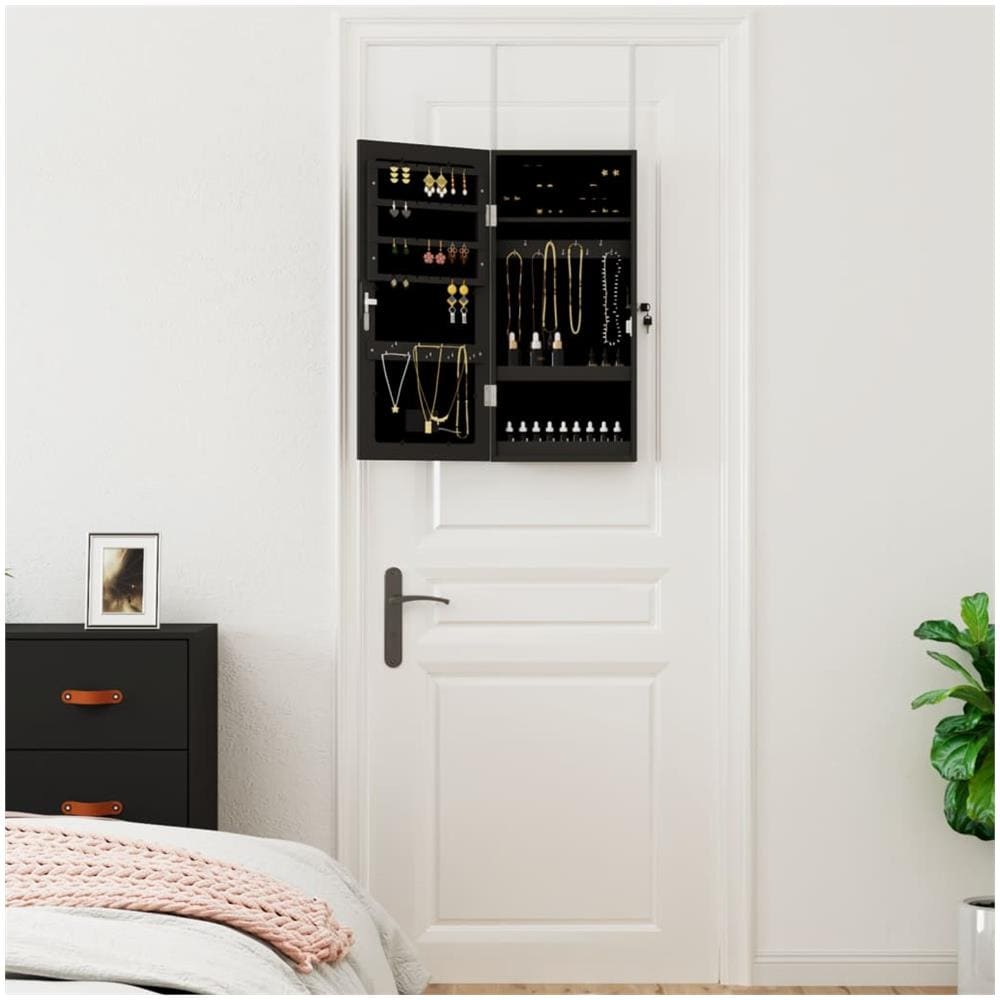 Armadio Portagioie A Specchio Con Luci Led A Parete Nero - Foto 3