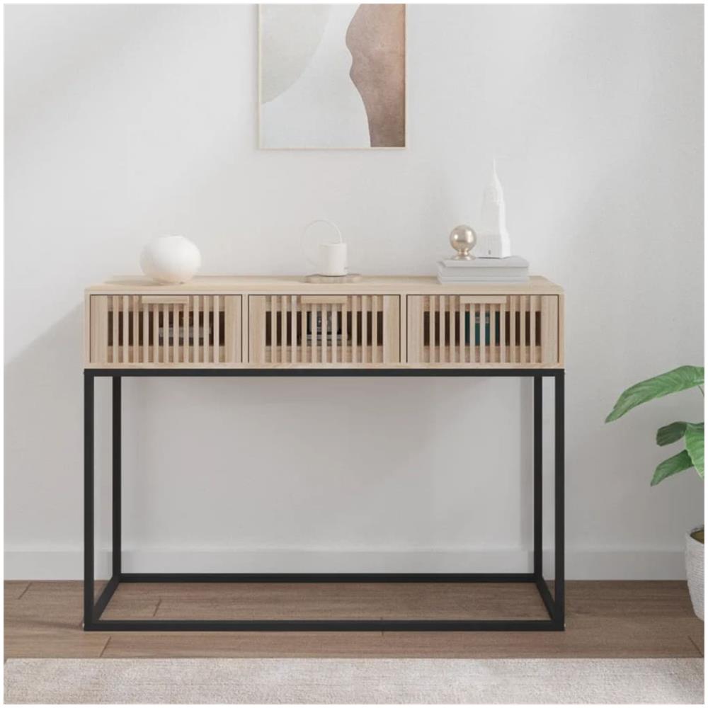 Tavolino Consolle 105x30x75 Cm Legno Multistrato E Ferro - Foto 1