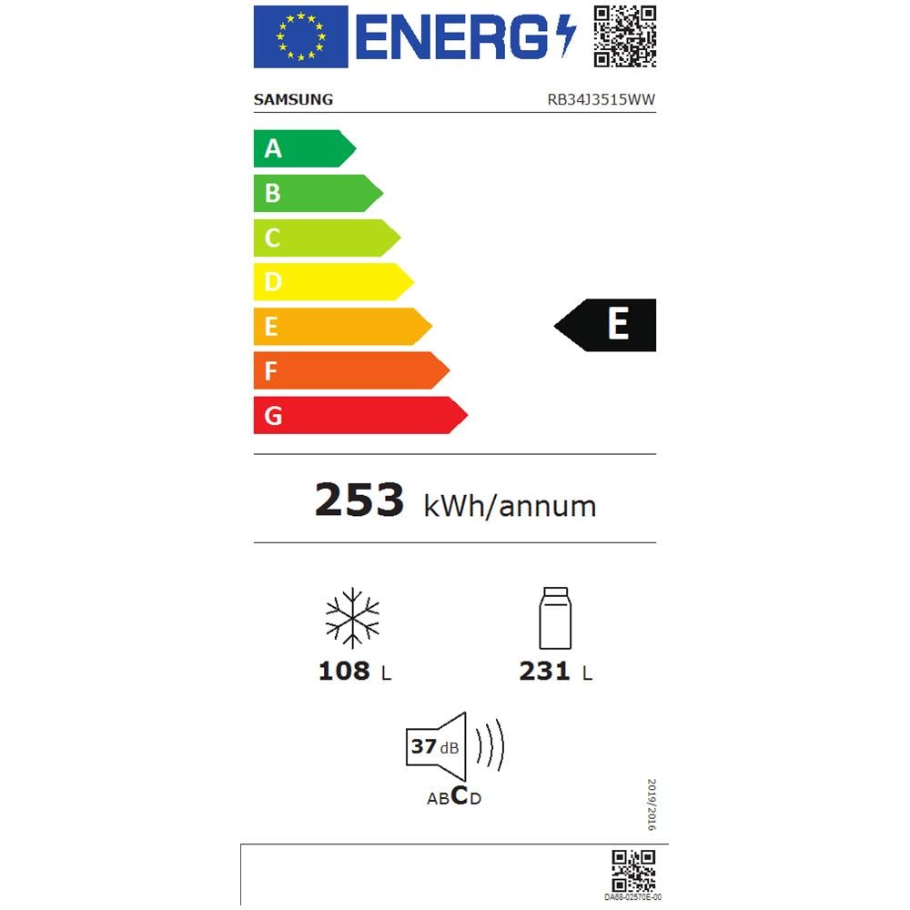 Frigorifero Doppia Porta RB34J3515WW No Frost Classe E Capacità Lorda / Netta 339/350Litri Colore Bianco - Foto 2