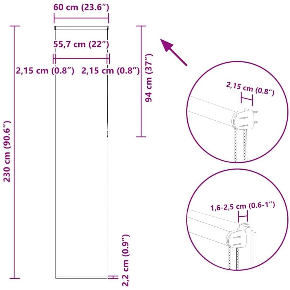 Tenda a Rullo Oscurante 60x230 cm Larghezza Tessuto 55,7 cm - Foto 10