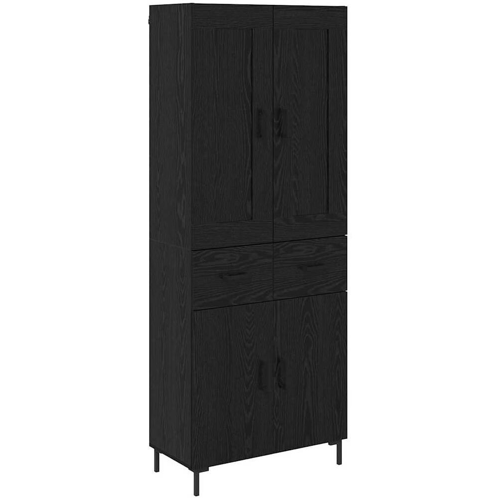 Credenza con cassetto 2 pcs Rovere Nero Legno multistrato - Foto 1