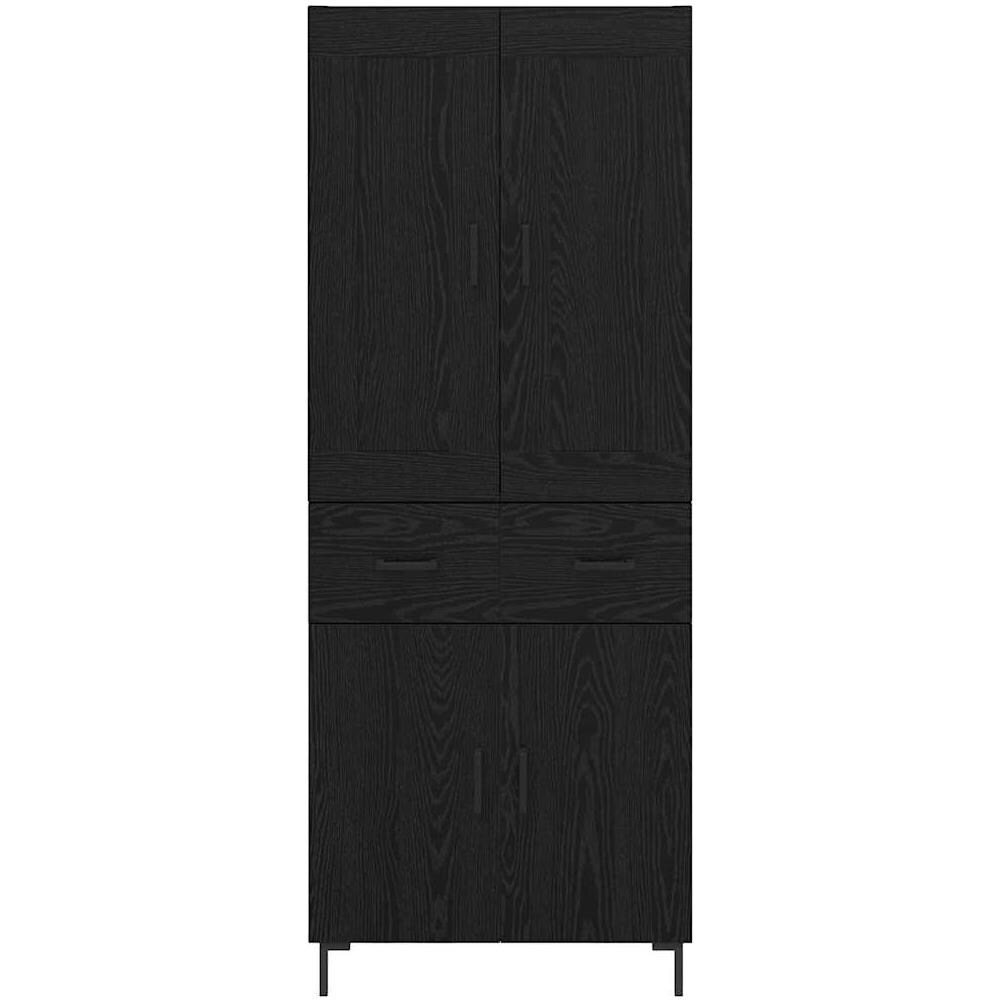 Credenza con cassetto 2 pcs Rovere Nero Legno multistrato - Foto 8