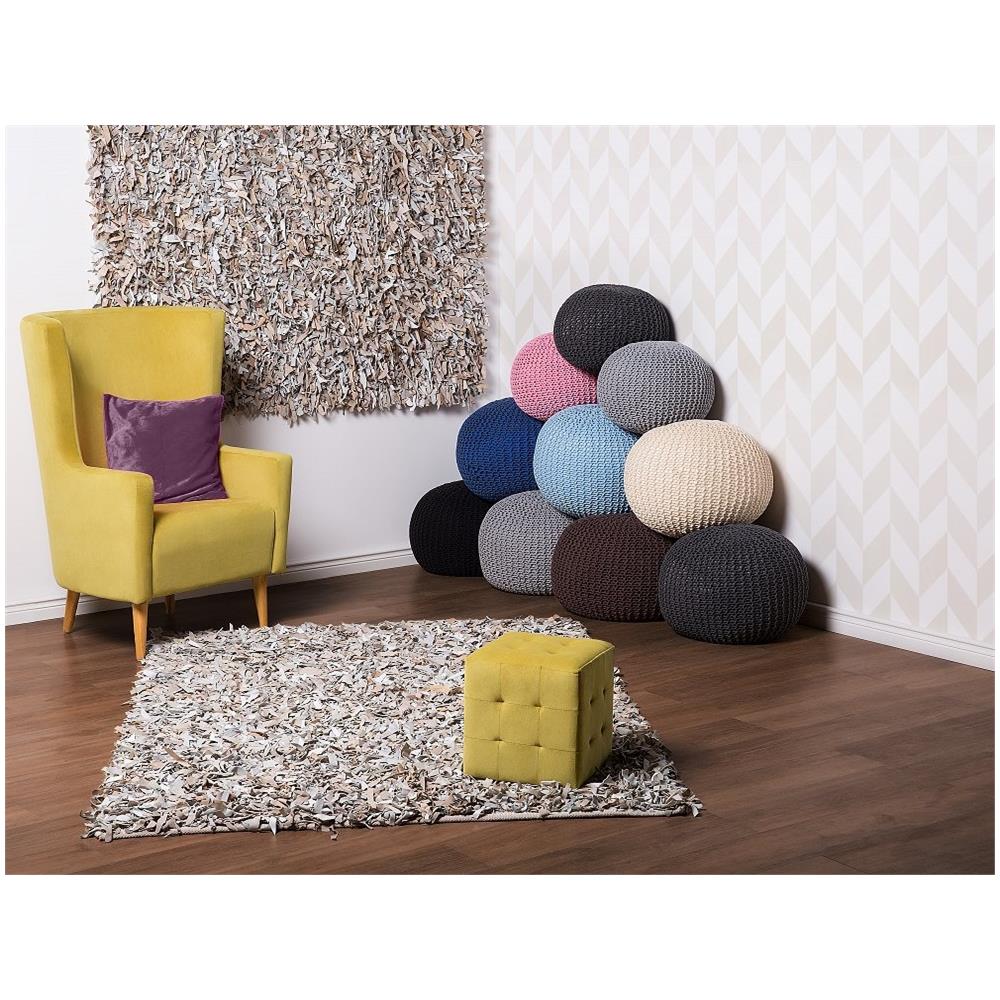 Pouf Poggiapiedi In Tessuto Azzurro 50 X 35 Cm Conrad - Foto 1