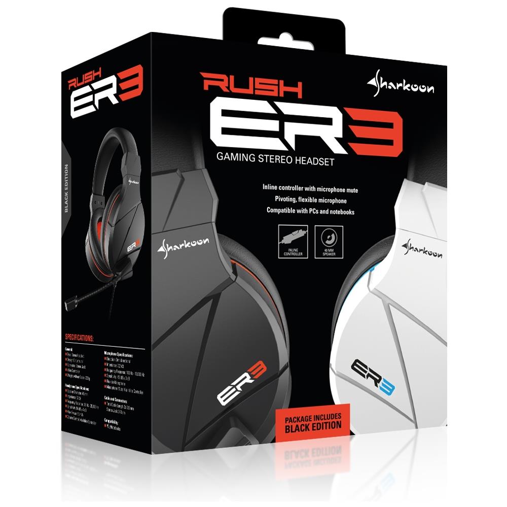 Rush ER3 Cuffia Gaming Stereo Padiglione Auricolare Cablato con Microfono Integrato - Bianco - Foto 3