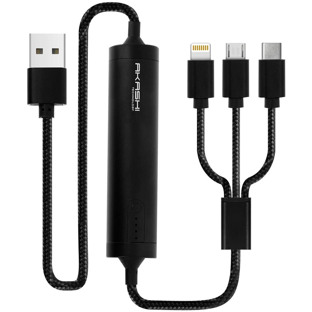 Powerbank 2600mah Cavo 3 In 1 Micro-usb /connettore Iphone /usb-c Led - Foto 2