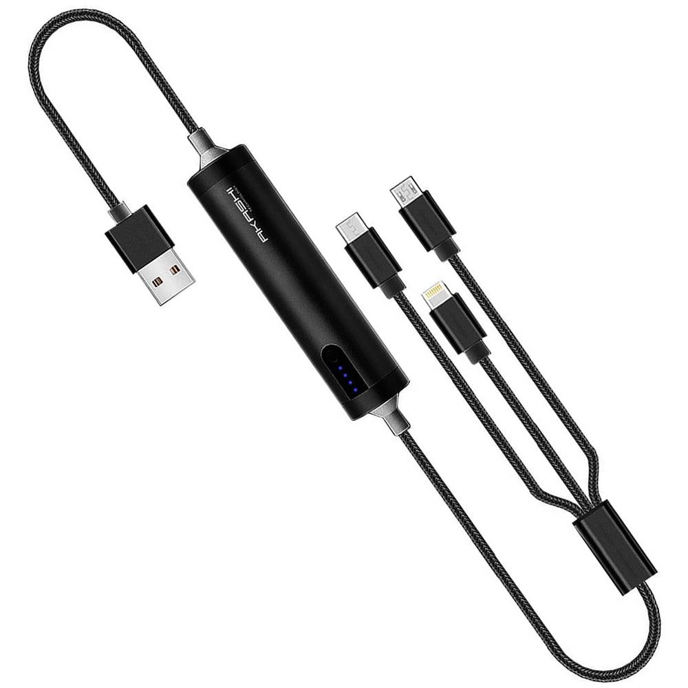 Powerbank 2600mah Cavo 3 In 1 Micro-usb /connettore Iphone /usb-c Led - Foto 1