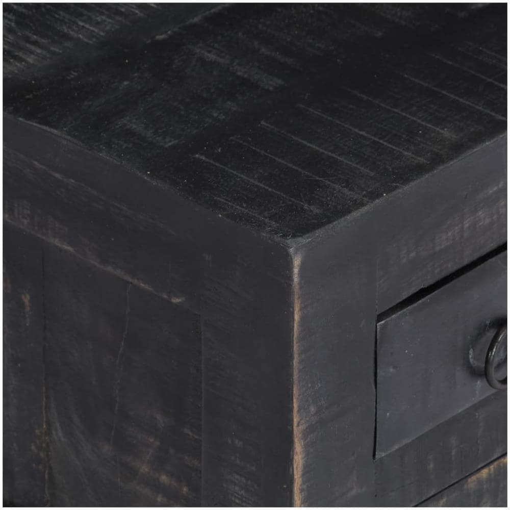 Tavolino Da Caffè Nero 65x65x30cm In Legno Massello Di Mango - Foto 2