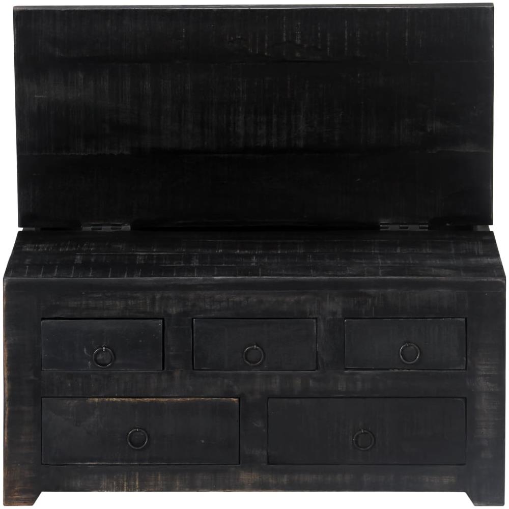 Tavolino Da Caffè Nero 65x65x30cm In Legno Massello Di Mango - Foto 12