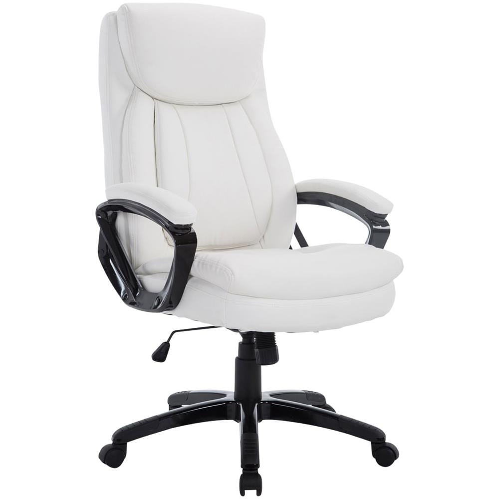 Sedia Ufficio PLATON XL - Poltrona Direzionale in Similpelle I Poltrona Studio con Meccanismo di Oscillazione I Sedia Scrivania ad Altezza Regolabile I Portata Max 180 kg I Sedia Girevole Bianco - Foto 1