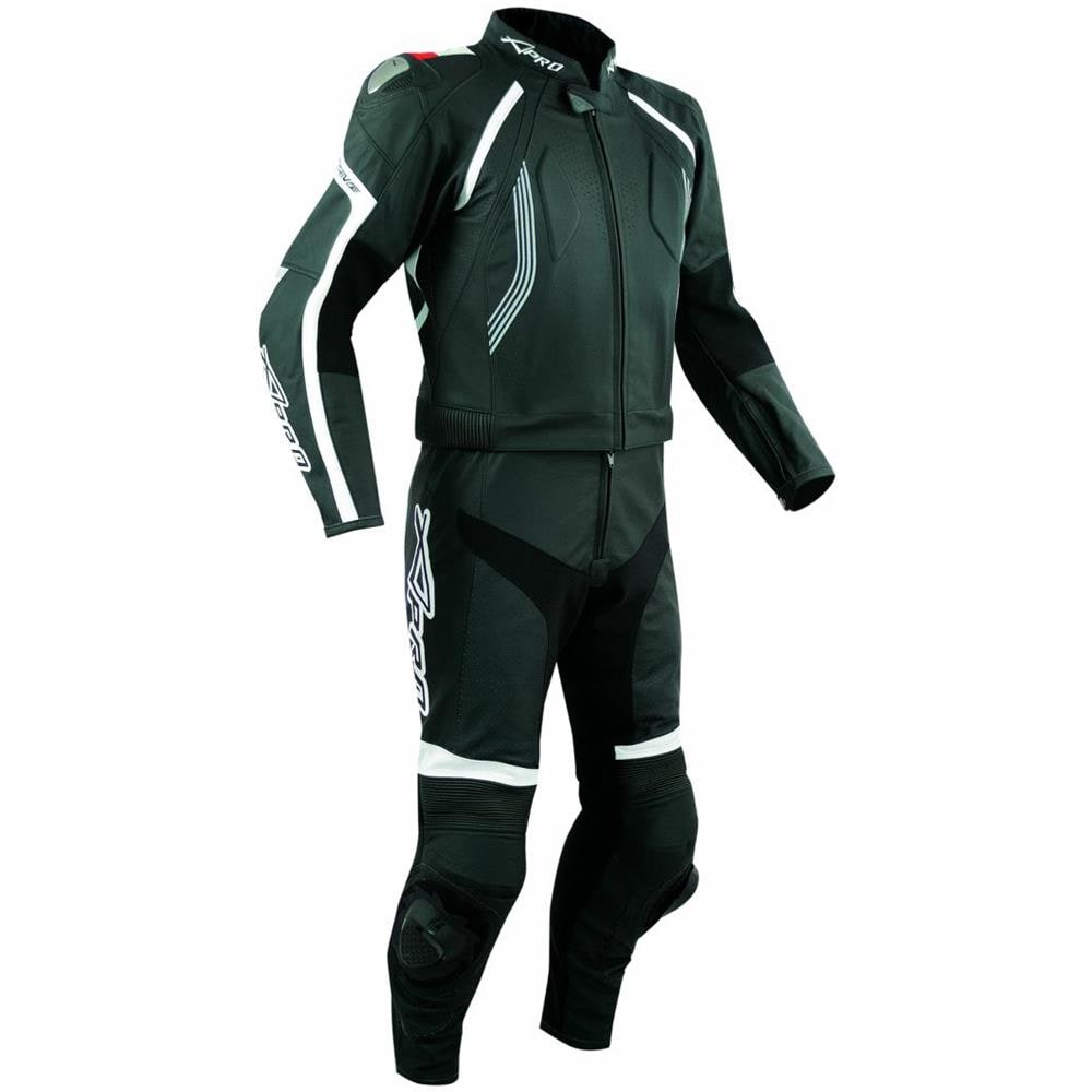 Tuta Pelle Moto Racing Pista Sport 2 Pezzi Divisibile Giacca Pantalone Nero 52 - Foto 1