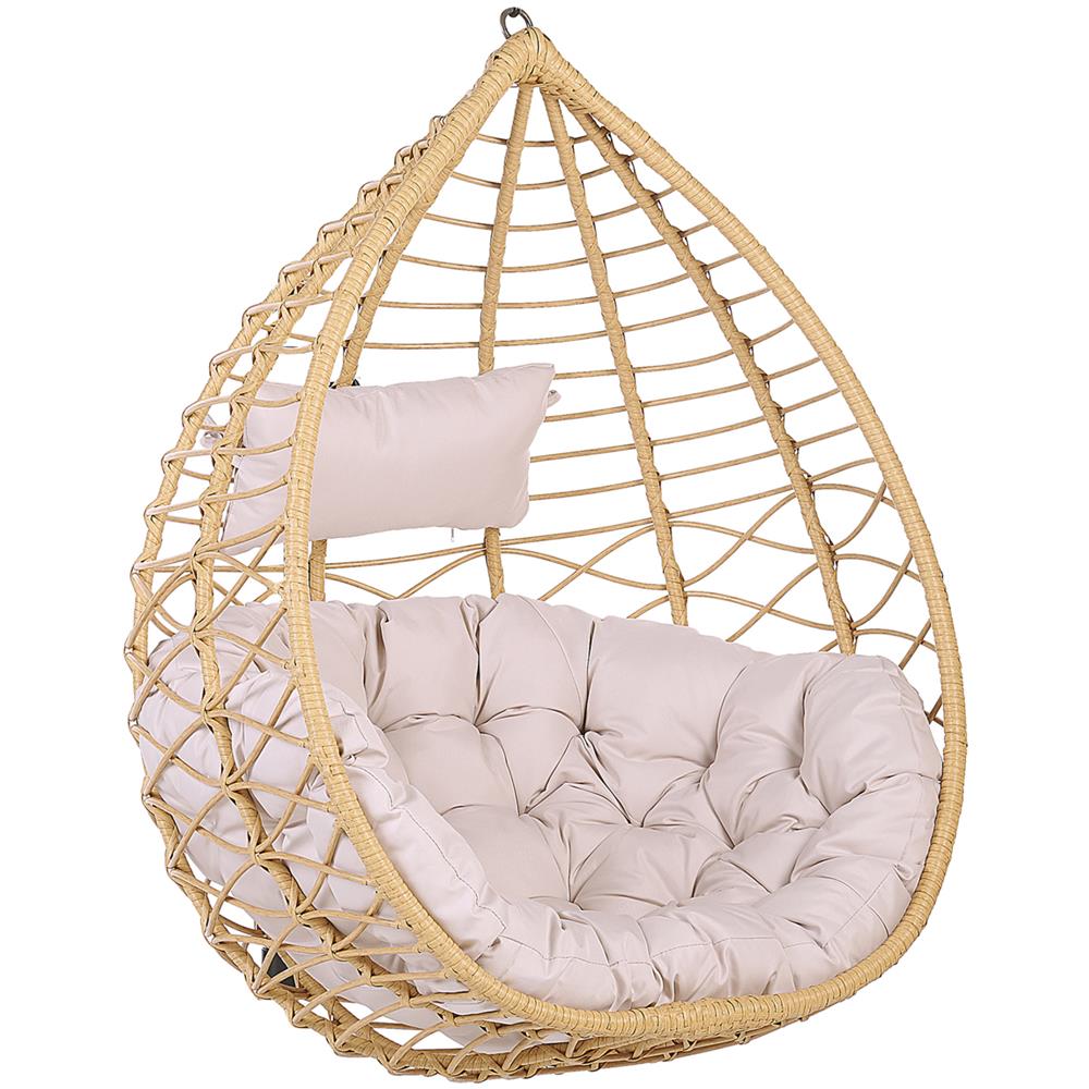 Sedia Sospesa In Rattan Beige Arsita - Foto 1