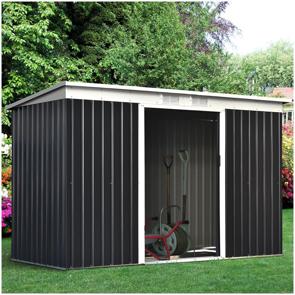 Capanno Casetta Attrezzi Da Giardino In Acciaio Con Pavimento E Porte Scorrevoli - Foto 2