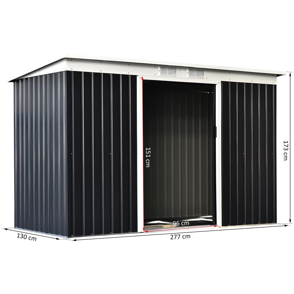 Capanno Casetta Attrezzi Da Giardino In Acciaio Con Pavimento E Porte Scorrevoli - Foto 3