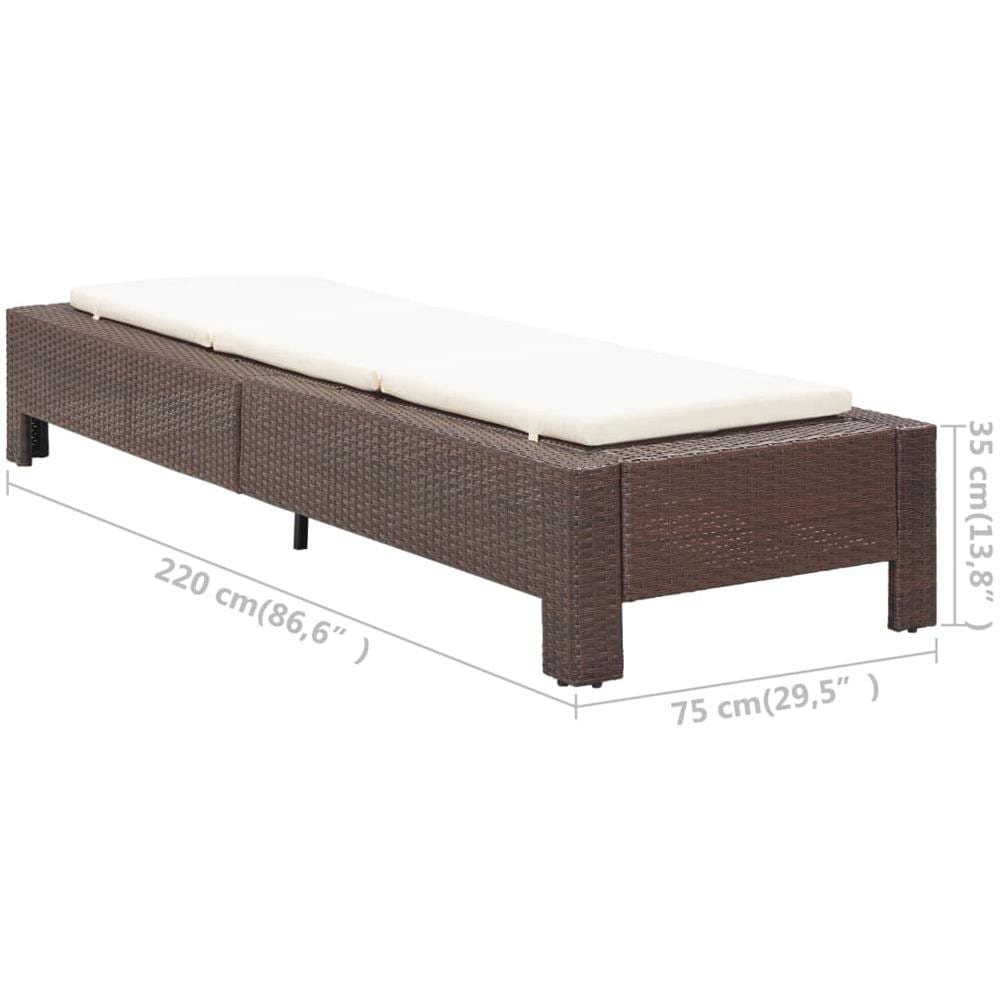 Lettino Prendisole con Cuscino Nero in Polyrattan - Foto 2