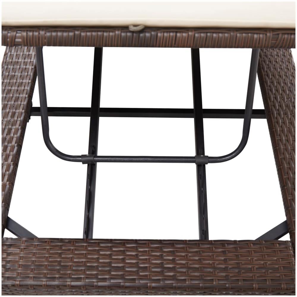 Lettino Prendisole con Cuscino Nero in Polyrattan - Foto 9