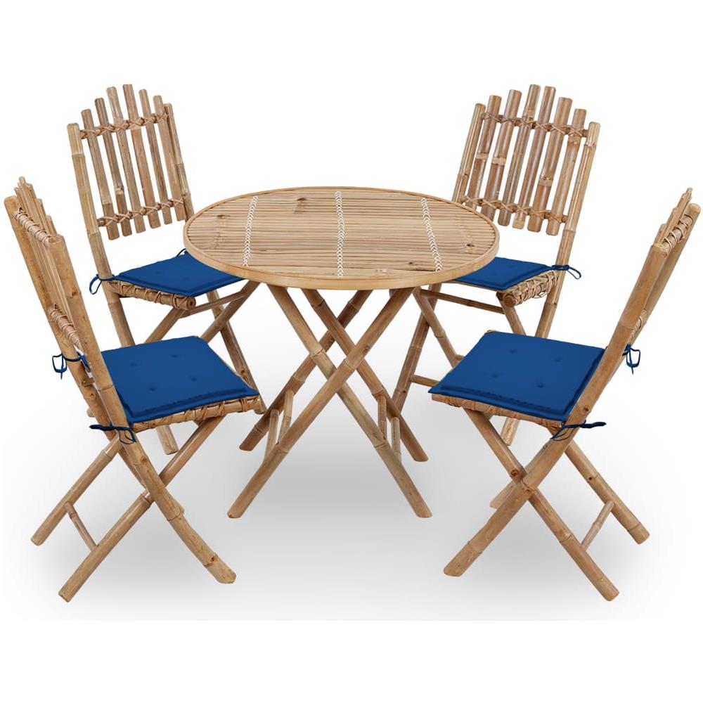 Set Da Pranzo Da Giardino 5 Pz Pieghevole Con Cuscini In Bamb? - Foto 1