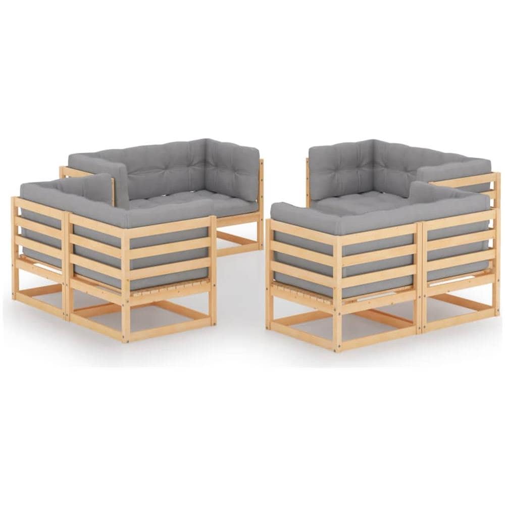 Set Divani da Giardino 8 pz con Cuscini Legno Massello Pino - Foto 1