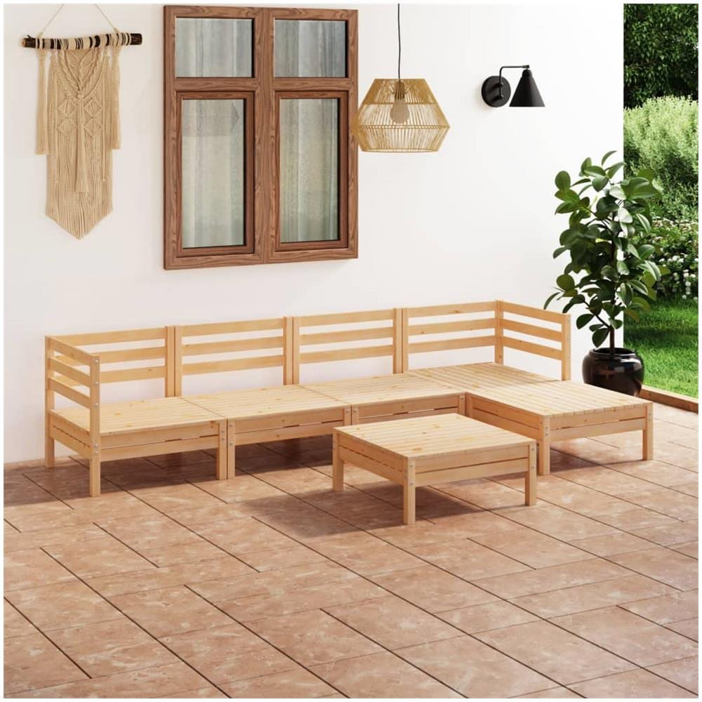 Set Divani Da Giardino 6 Pz In Legno Massello Di Pino - Foto 1