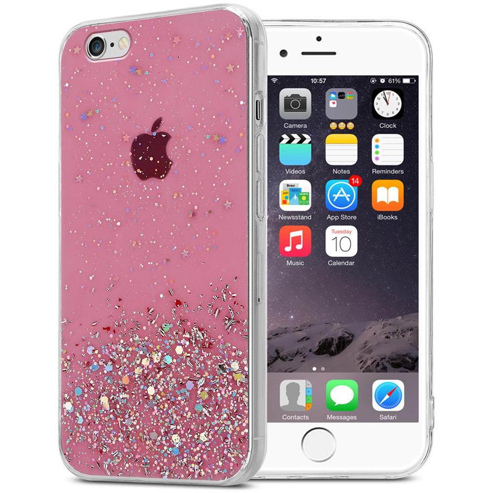 Custodia Compatibile Con Apple Iphone 6 / 6s In Rosa Con Glitter - Coperchio Protettivo In Silicone Tpu Flessibile Con Glitter Scintillanti - Foto 1