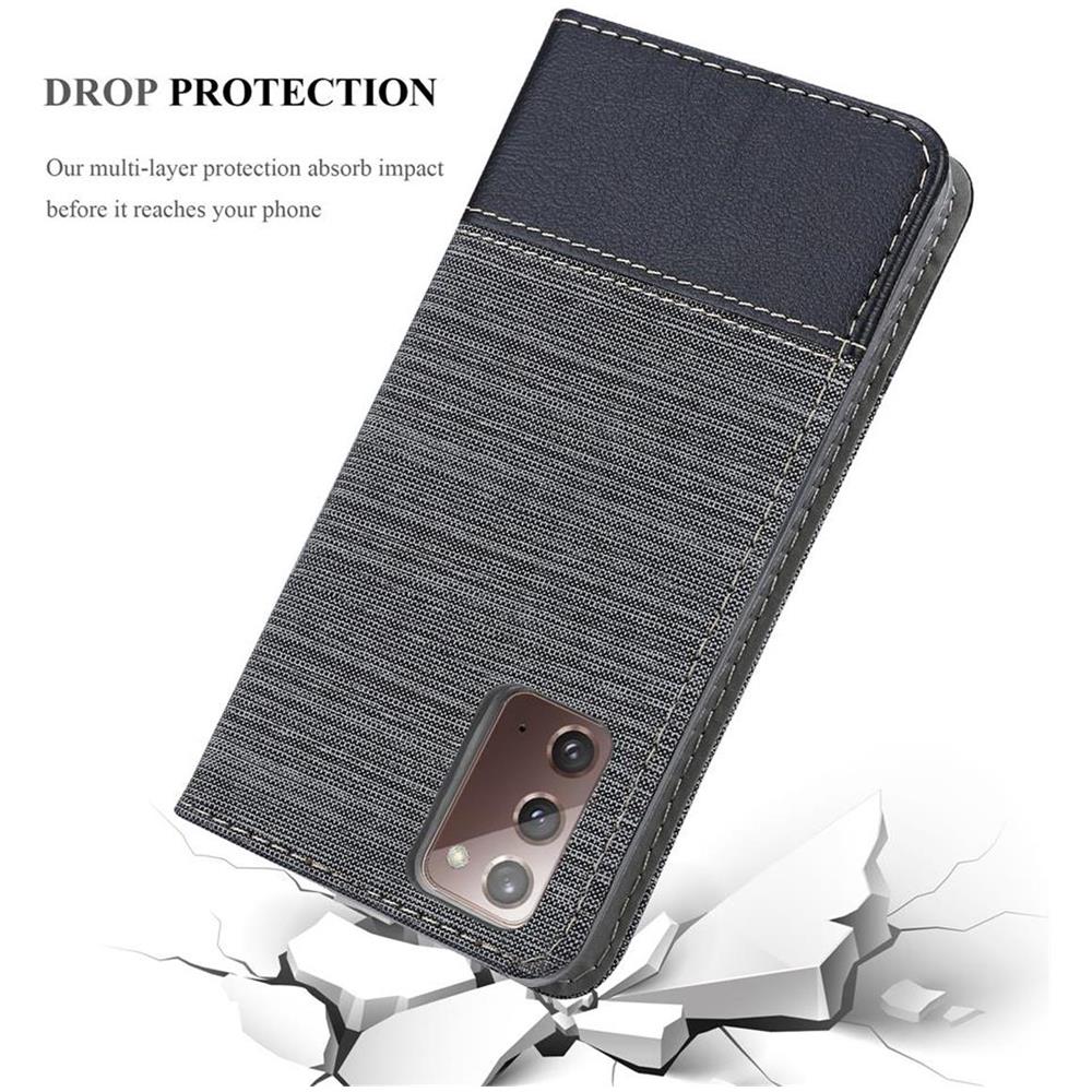 Custodia Compatibile Con Samsung Galaxy Note 20 In Grigio Nero - Coperchio Protettiva Con Chiusura Magnetica, Funzione Stand E Tasca Per Le Carte - Foto 8