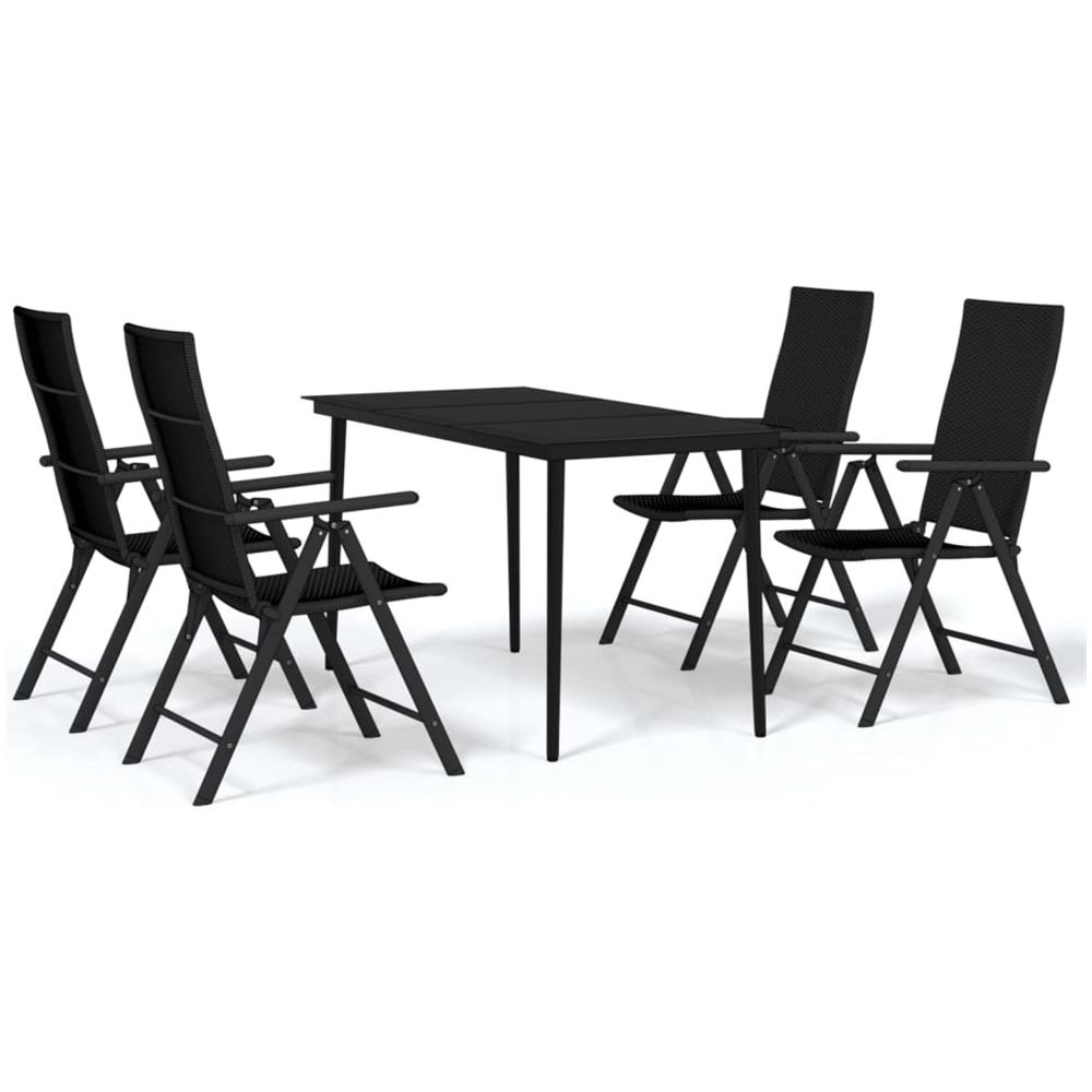 Set Mobili Da Pranzo Per Giardino 5 Pz Nero - Foto 2