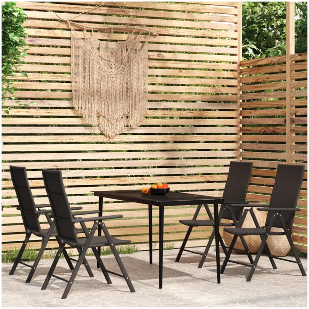 Set Mobili Da Pranzo Per Giardino 5 Pz Nero - Foto 1