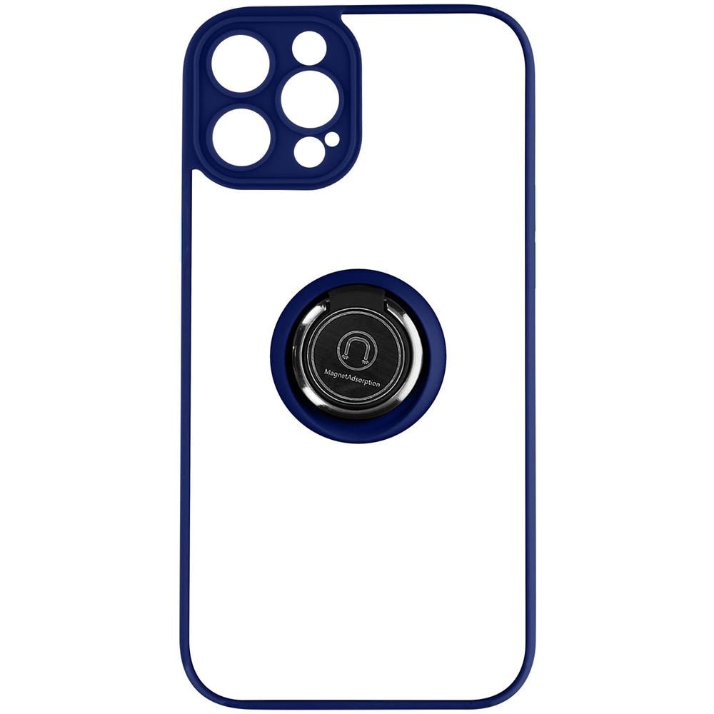 Cover Iphone 14 Pro Bimateria Anello Metallico Supporto Blu - Foto 1